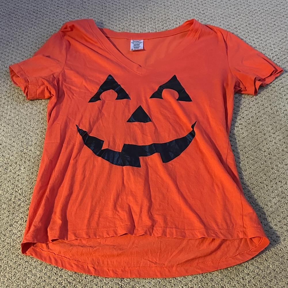 Orange Halloween Pumpkin Face T-Shirt